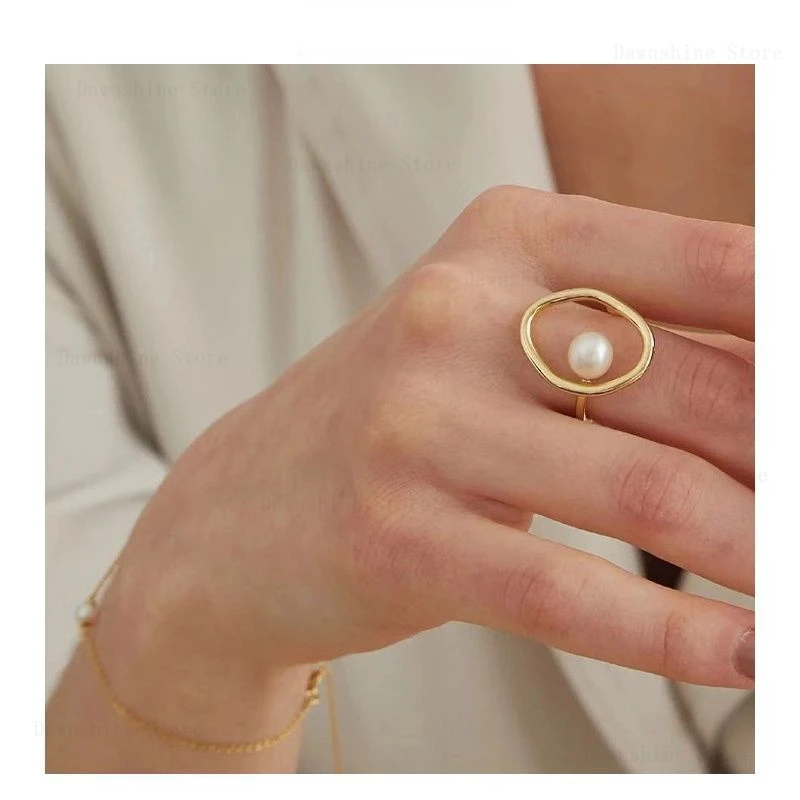 

Pearl Index Finger Ring Female Opening Adjustable Personality Design Sense Ins Trendy Fashion Personality Niche Design Ring