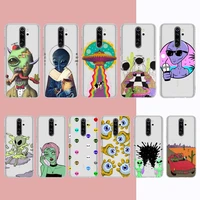aesthetics cute cartoon alien space phone case for samsung a51 a52 a71 a12 for redmi 7 9 9a for huawei honor8x 10i clear case