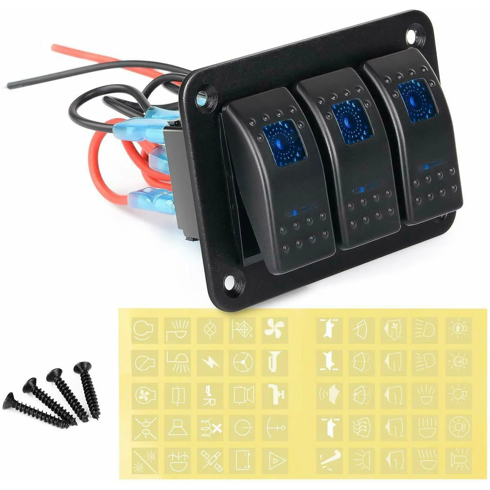 

3-х клавишный алюминиевый переключатель для панели, 5 контактов вкл/выкл, Предварительно проводной кулисный переключатель для автомобиля, м...