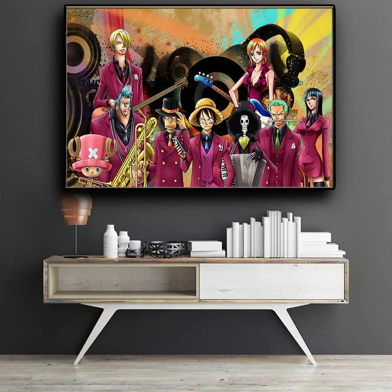 

Japanese anime cartoon One Piece Luffy's canvas painting posters and prints wall art pictures for home bedroom decoration