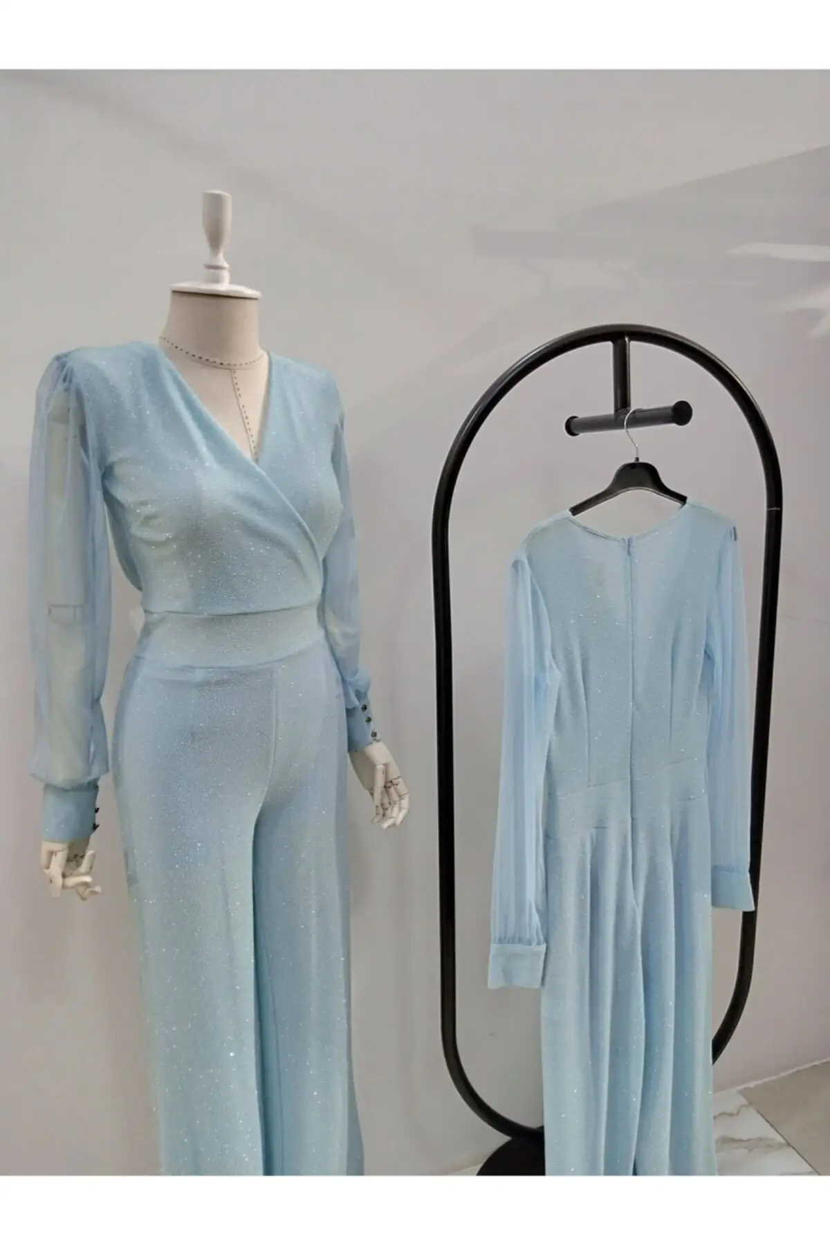 

Женский комбинезон, детский голубой Блестящий Комбинезон, качественный тканевый мешковатый брючный комбинезон без рукавов, повседневный к...