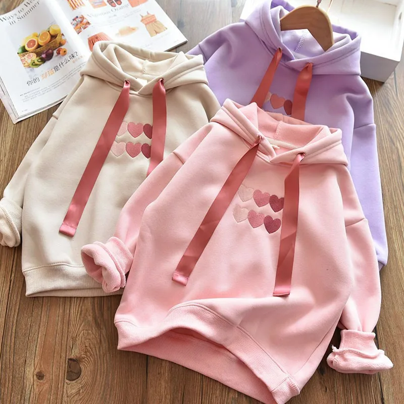 Lovely  Hoodie Summer Pink Tops For Girls Harajuku Kawaii Kids Clothes Hip Hop Fashion Coat Children'S Clothing