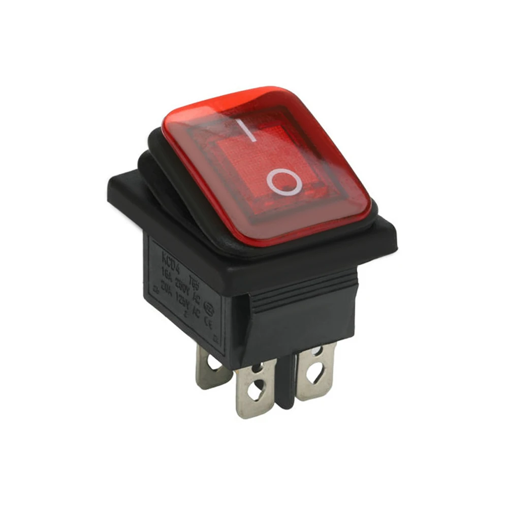 100 шт. переключатель с подсветкой водонепроницаемый 4-контактный вкл./выкл. электрическое управление аксессуары для ретрофита домашней бытовой техники 6/10А on.