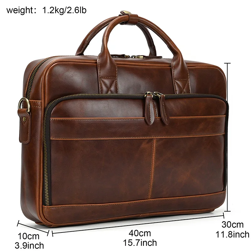 

Bag Male Leather Handbag 15 Document Men Shoulder Business Fashion Inch Bag Laptop Bag Office Portfolio Leather Briefcase Luufan
