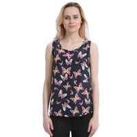 butterfly print chiffon tank tops sleeveless tees o neck cropped fashion women summer t shirts