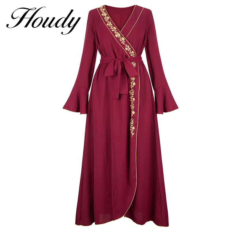 

New Summer Women Dress 2022 Red Elegant O Neck Half-Sleeved Maxi Bohemian Beach Edge Musilim Long Dresses Party Vestidos