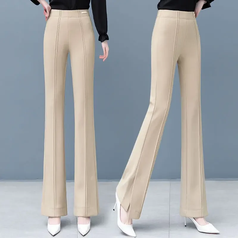 Простые темпераментные повседневные брюки с прямым рукавом микро-маркировкой