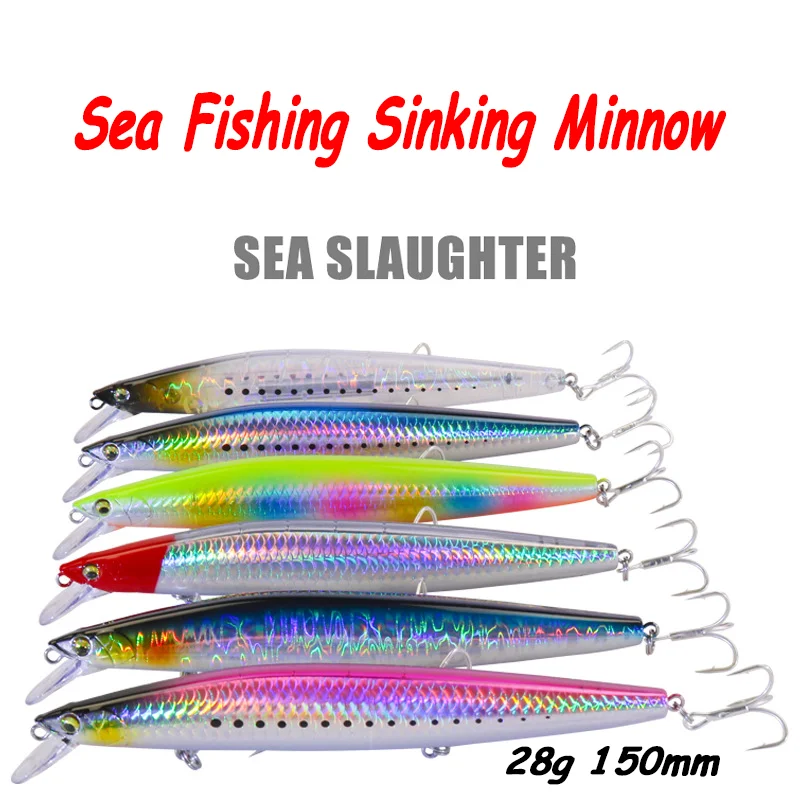 

1PCS Sea Fishing Lures 28g 150mm Sinking Minnow Saltwater Lures Crankbaits Wobbler Artificial Hard Baits Fishing Tackle