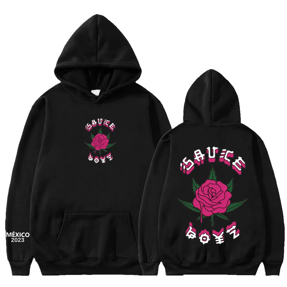 

Rapper Eladio Carrion Hoodie Sauce Boyz Rose Flowe Graphic Men Women Fashion Design Oversized Sweatshirt Hoodies Streetwear Tops