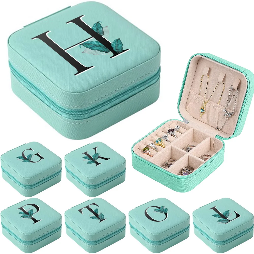 

Jewelry Organizer Box Jewelry Necklace Earrings Storage Box Diamond Leaf Letter Pattern Jewelry Home Cosmetic Organizer Display