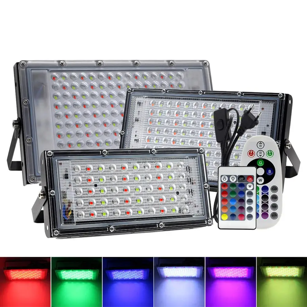 

50/100/150W Led Flood Light Colorful Rgb Light Outdoor Floodlight Spotlight IP65 Waterproof LED Street Lamp Landscape Lighting
