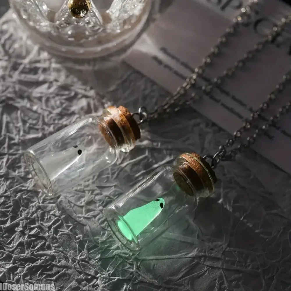 Призрак в бутылке подвеска ожерелье украшения для Хэллоуина милая светящаяся