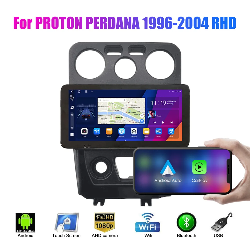 Фото Для Proton PERDANA 1996-2004 (правый руль) — 9-дюймовая Android-магнитола с GPS-навигацией и интегрированной камерой заднего вида №2