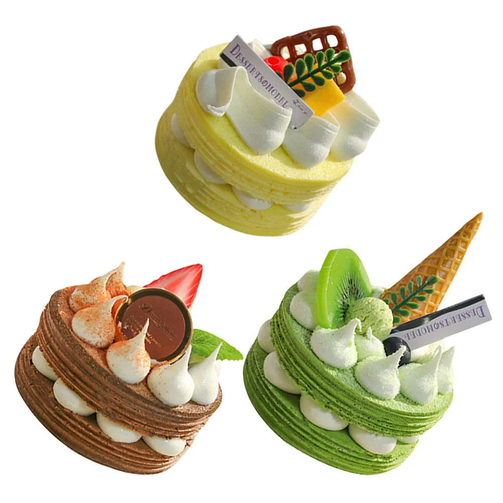 

3 Pcs Simulation Cake Artificial Dessert Decoration Kids Mini Toys Photographic Props Wedding Cakes Decorative