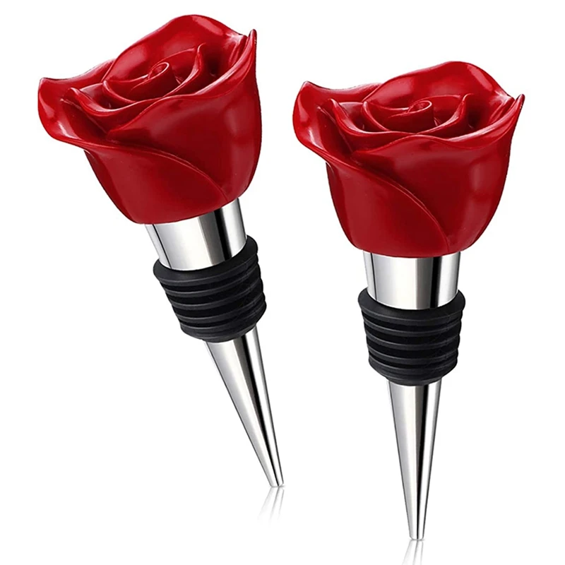 

Rose Wine Stopper Flower Wine Stopper for Valentine's Day Wedding Party Engagement Supplies 2 Pieces