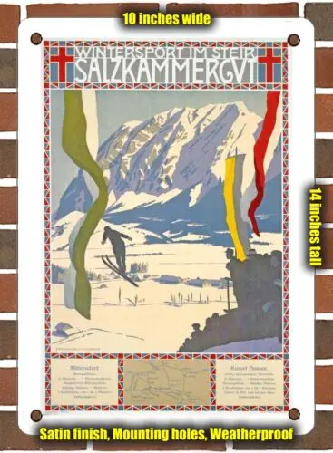 Металлический знак-1910 Зимние виды спорта в стирийском зальцвальмергуте-10x14