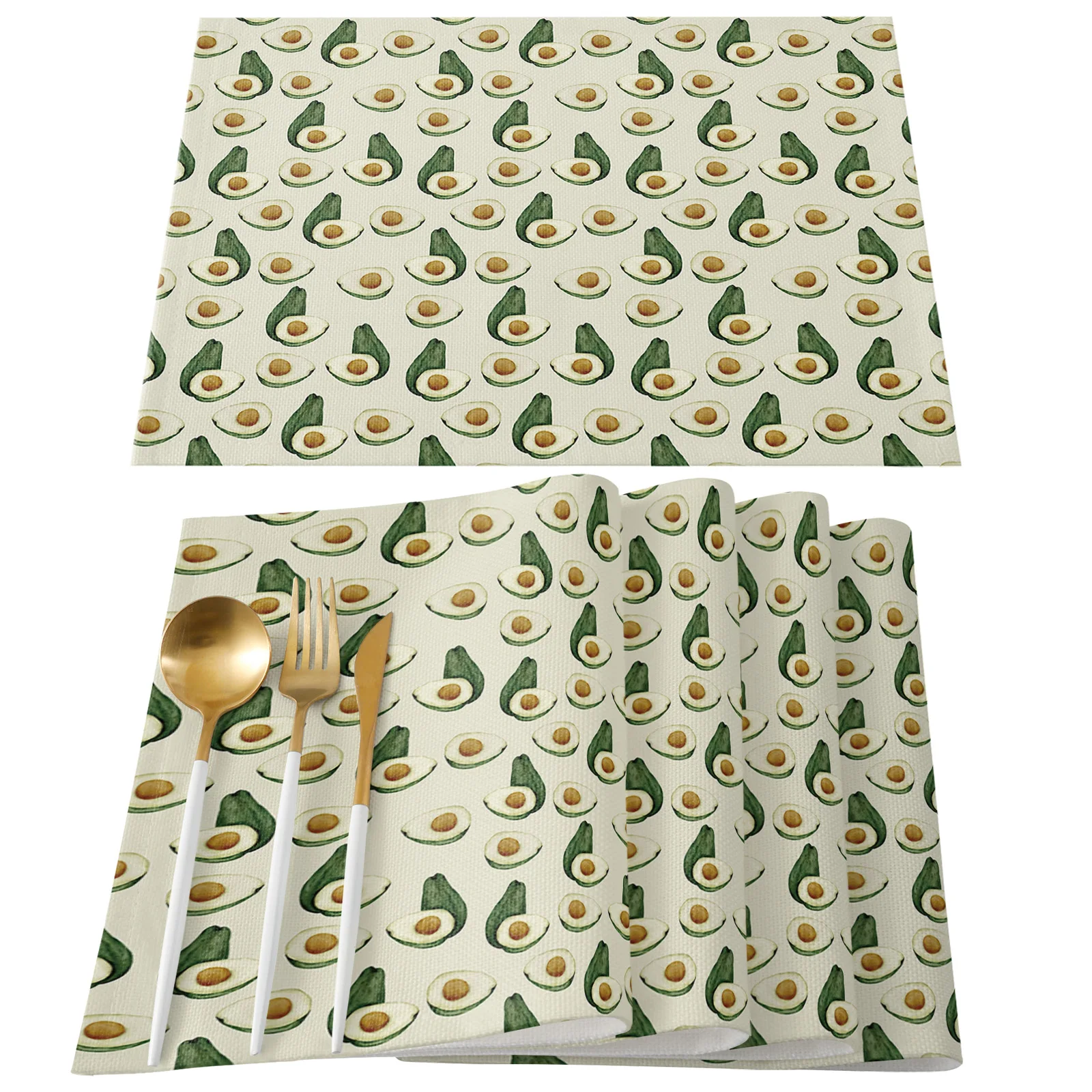 

Avocado Fruit Plant Green Pit Oval Table Mats for Dining Table Kitchen Decoration Accessories Coffee Table Decor Modern Placemat