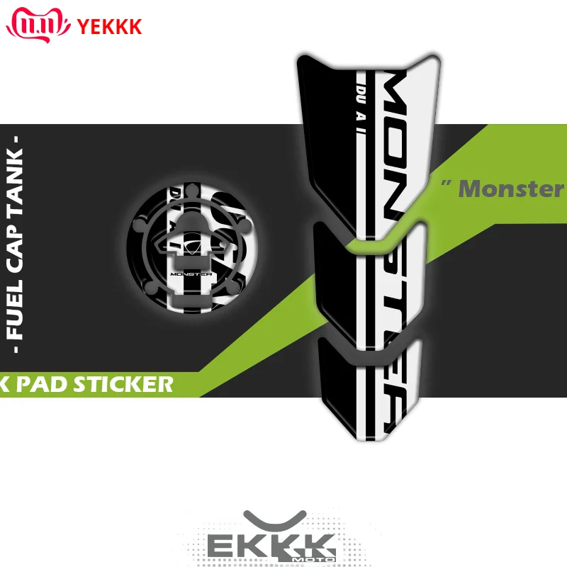 

For Ducati Monster 950 821 Compatible Fuel Tank 3D Motorcycle Sticker Gas Fuel Oil Tank Pad Protector Fuel Tank Cap Decal