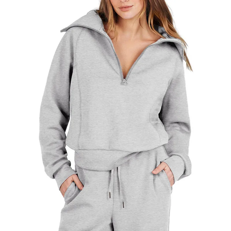 

Женский спортивный костюм из двух предметов, однотонная толстовка на молнии и спортивные штаны на шнурке, комплект одежды для тренировок, уличная одежда,