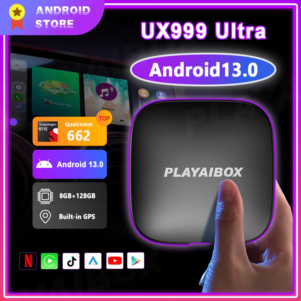

Android 13, телевизионная приставка с ии, Netflix, Iptv, автомобильная Беспроводная приставка Android, Spotify Carplay UX999 Ultra Snapdragon662 для автомобиля с функцией воспроизведения