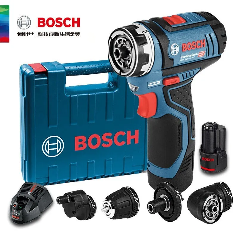 

Bosch Cordless Electric Drill Household Electric Screwdriver Machine 12V Kit - 5-In-1 Multi-Head Power Drill Set