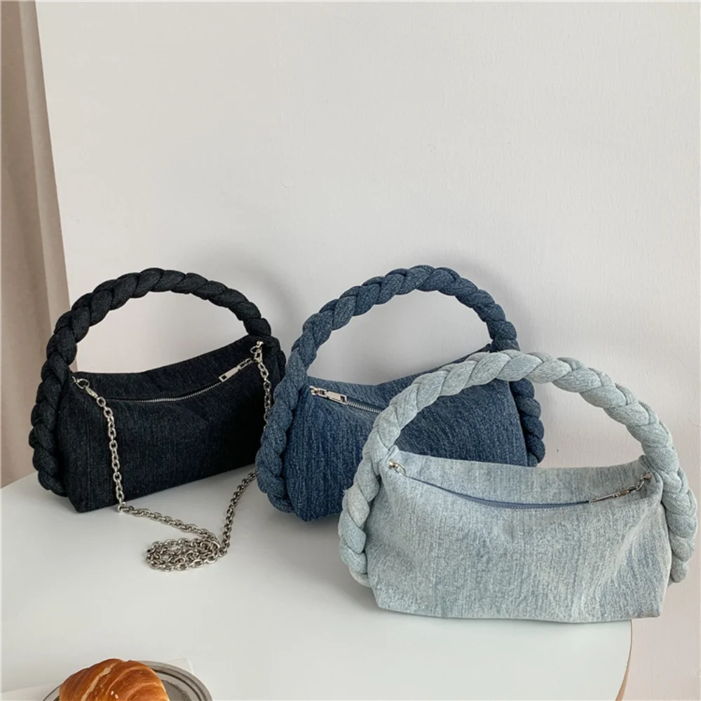 

Woven Handle Women's Handbags Luxury Denim Shoulder Bag Designer Bags for Women 2023 High Quality Crossbody Bag Clutch Tote Chic