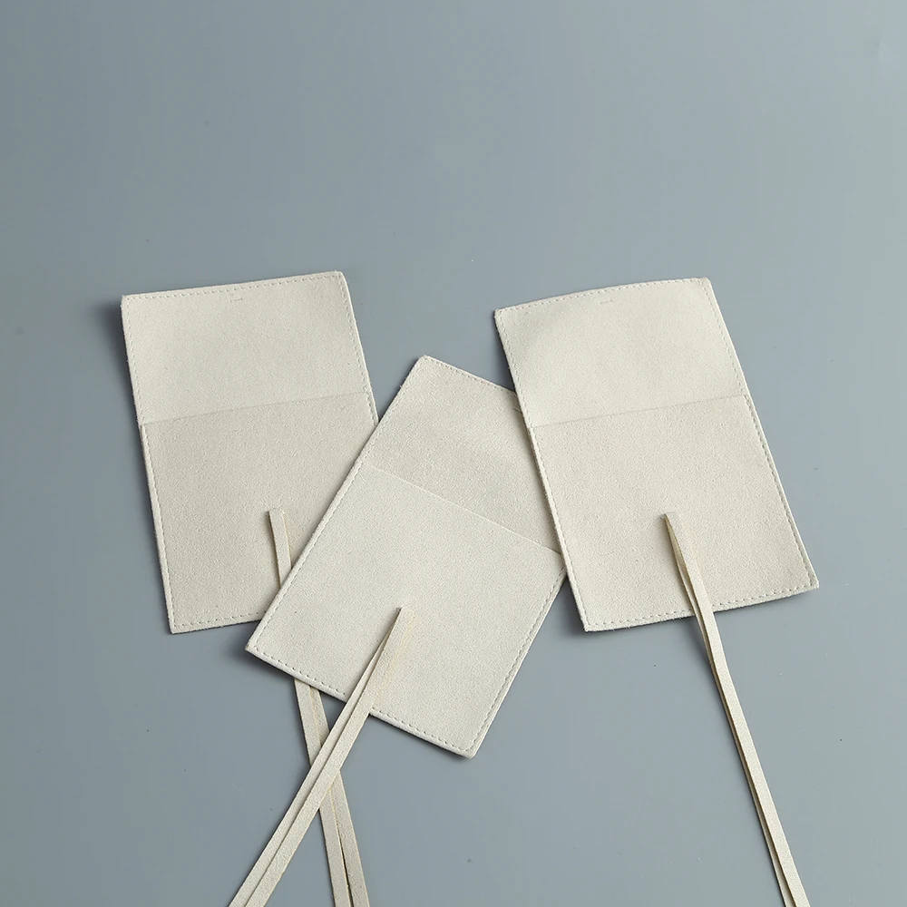 Ivory Velvet Microfiber Jewelry Suede Bag Small Envelope Bag with Rope Earrings Ring Packaging Pouch Wedding Christmas Gift Bag