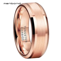 rose gold wedding band for men women tungsten carbide ring beveled brushed polished finish 6mm 8mm comfort fit