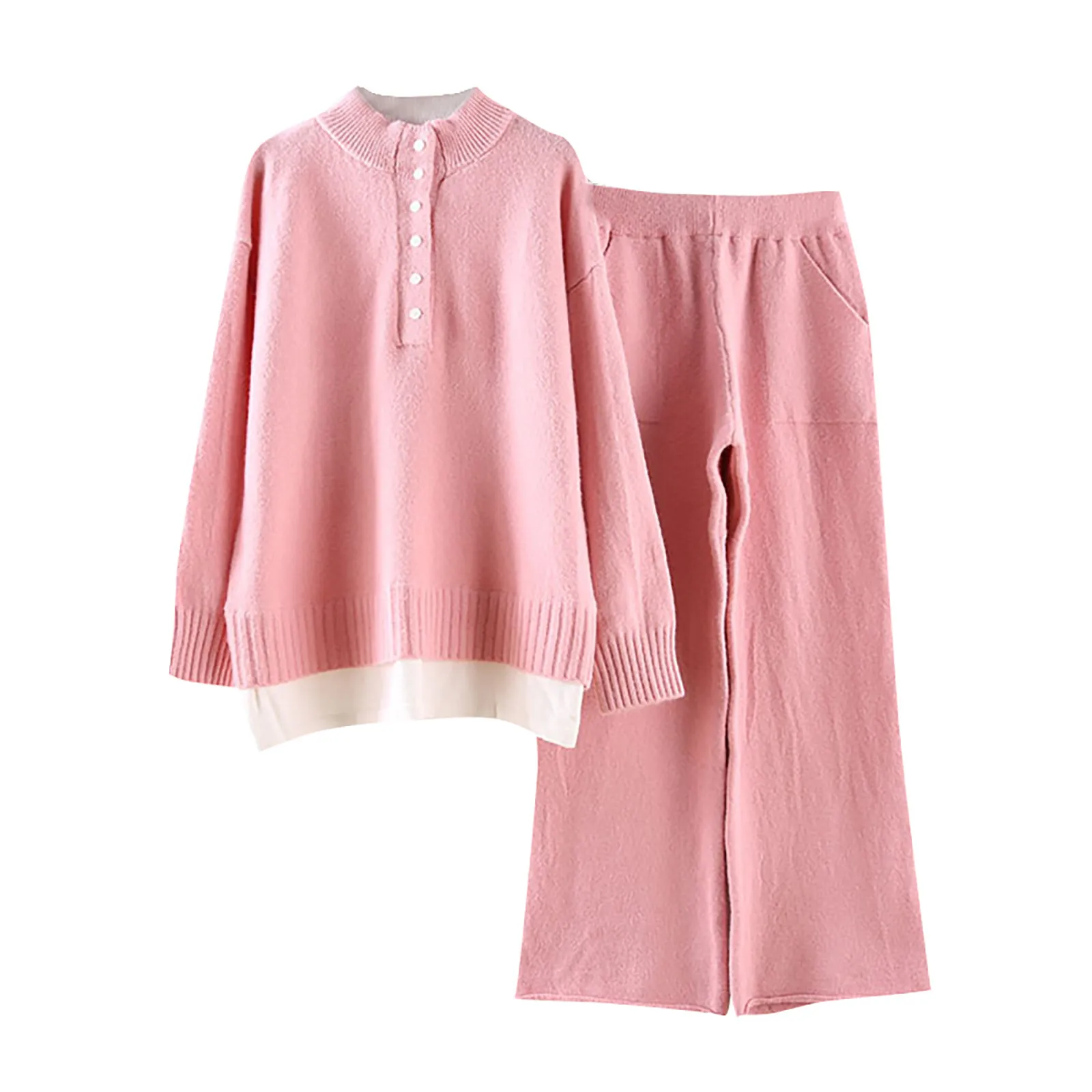 

Women'S Knit Lounge Sets Sweater Home Round Neck Long Sleeve Street Daily Basic Pure Simple Soft Sport Sweater Pant Fall Winter