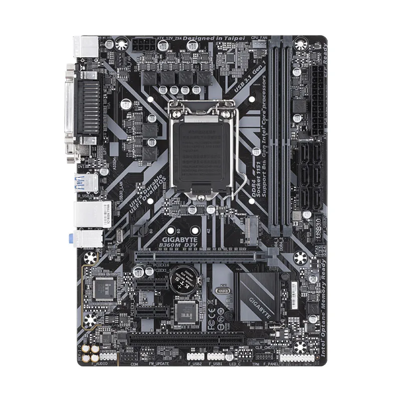 Материнская плата LGA 1151 Gigabyte B360M D3V Intel Core i7/i5/i3//Pentium/Celeron 6SATAll PCI-E 3 0 B360 материнская DDR4