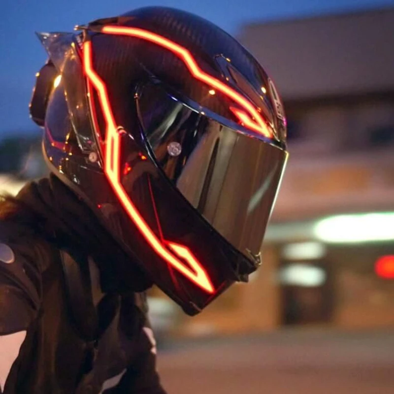 

4-In-1 Motorcycle Helmet Night Riding Cold Light Signal Flashing Strip LED Luminous Sticker Strip USB Charger (Ice Blue)