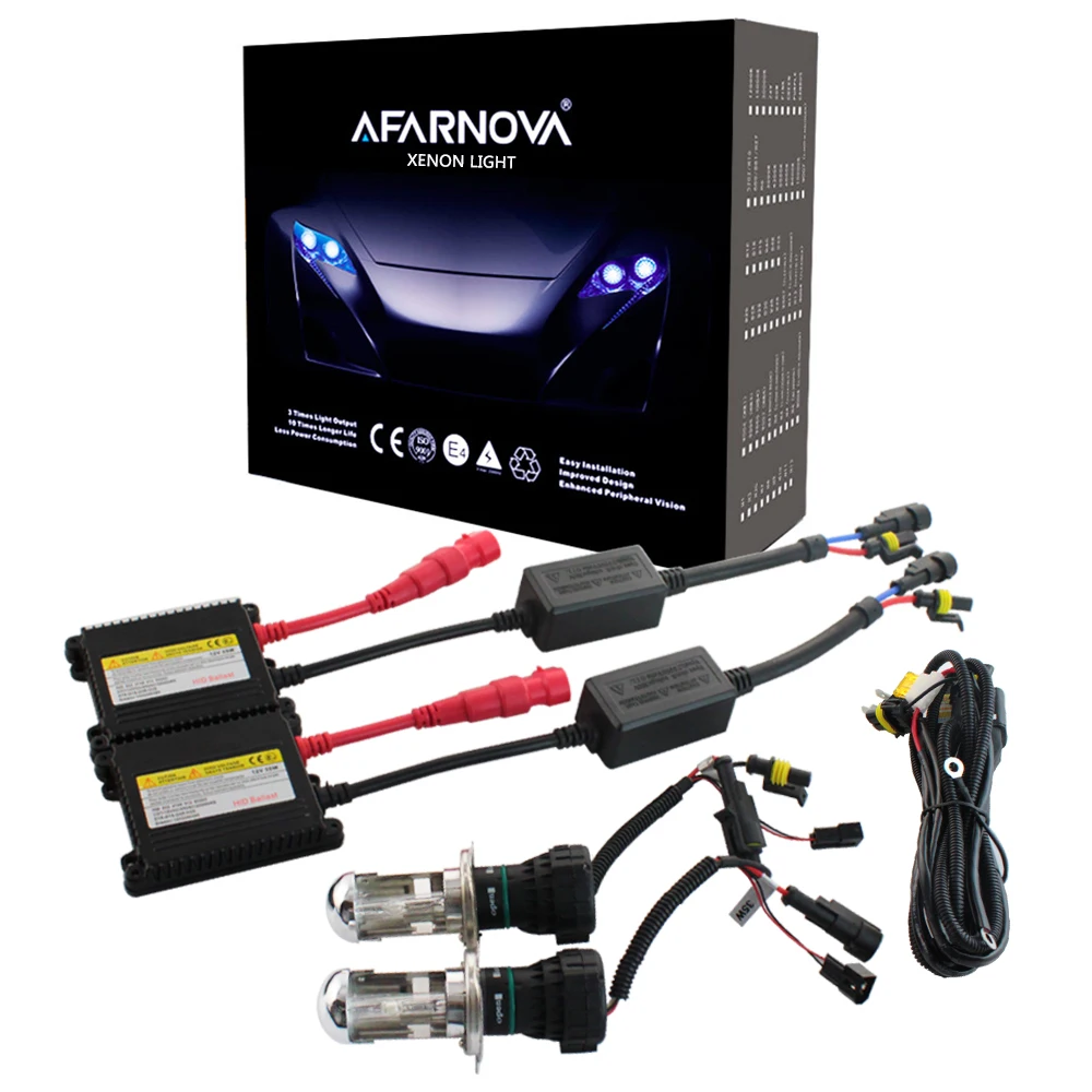 Купи Один комплект H7 Xenon HID Kit H4 H1 H11 H8 9005 HB3 9006 HB4 881 D2S Xenon hid балласт для Автомобильный светильник 4300K 6000K 8000K 12V за 1,579 рублей в магазине AliExpress