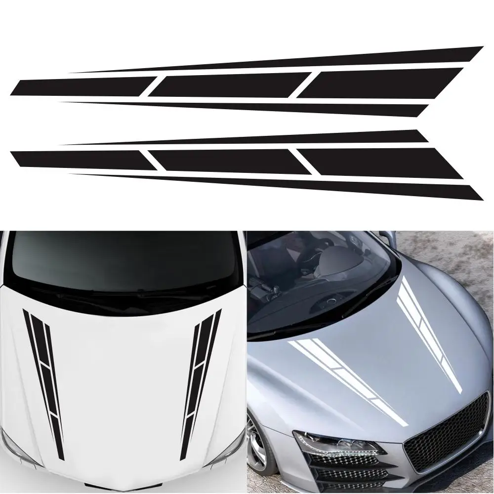 

2pcs Car Sticker Racing Sport Stripe 4.5 '' x 31.5 '' Cover Vinyl Decals Graphics Truck Bonnet stickers Car Style Accessories