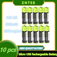 znter 10pcs 1 5v aa 1700mah rechargeable battery usb charging lithium baterry charged by micro usb cable support drop shipping