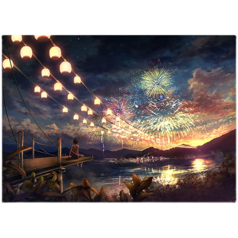 

Diamond Painting Fireworks Scenery Round Stick Diamond Cross Stitch Beautiful Living Room Bedroom Decoration Painting Rectangle