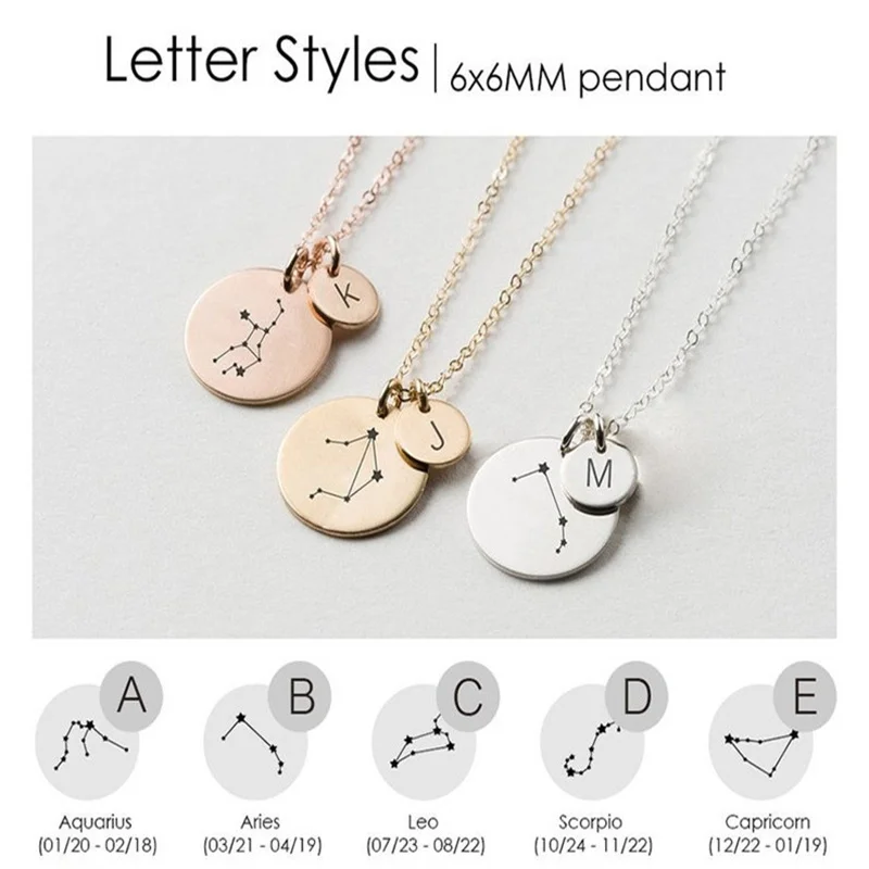 2 in 1 Constellation Letter Baby Necklace Jewelry Designer Custom Necklace Custom Gift Personalized Necklace Mom Gift