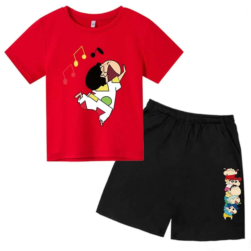

2022 Summer Fashion Children's T-shirt Charming Fit Boys and Girls Short-sleeved Crayon Shin-chans Printing Hot-selling New Suit