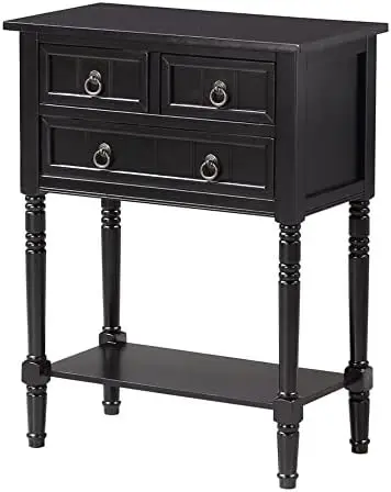 

3 Drawer Hall Table with Shelf, Wirebrush Light Gray