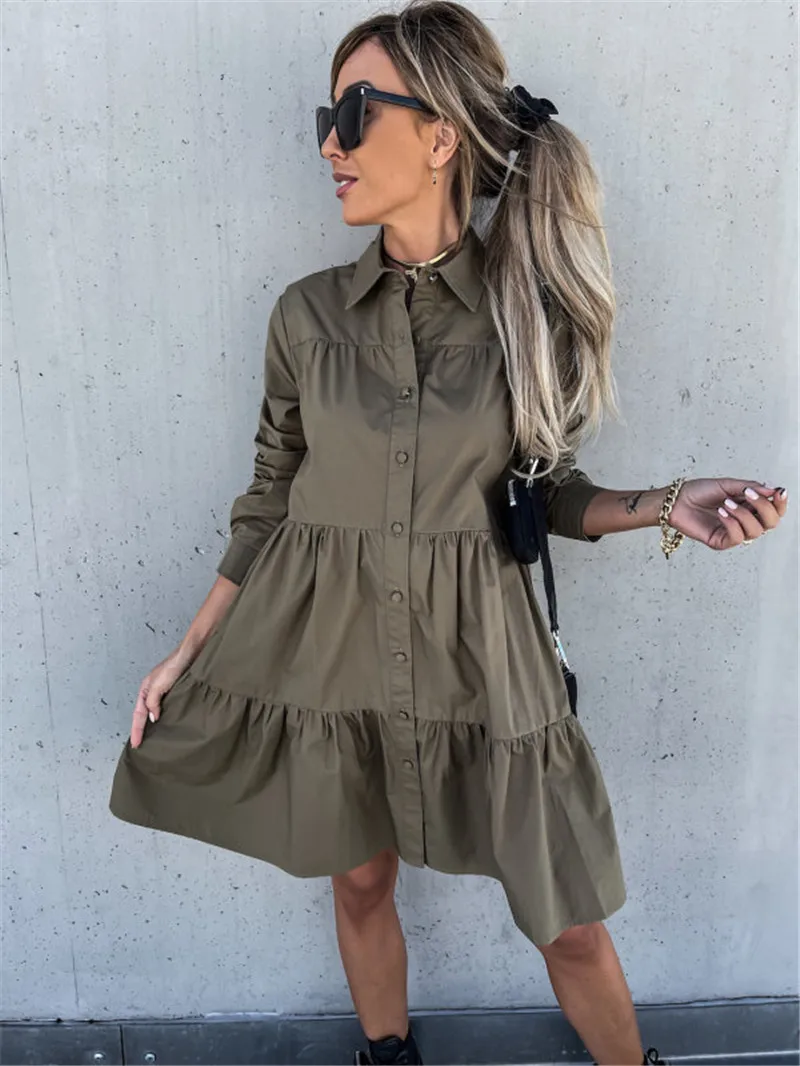 

Fall 2022 Women's Shirtdress Casual Long-sleeve Dress New Elegant Fashion for Women