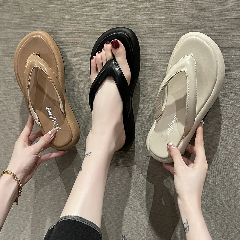 

Shoes Slippers Soft Slipers Women Slides Low Rubber Flip Flops Platform Shale Female Beach Comfort 2022 Flat Hawaiian Sabot PU F