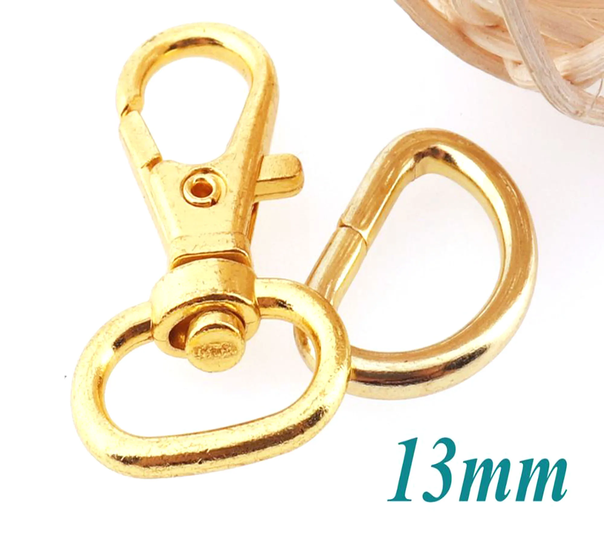

50 sets Lobster Swivel Clasps&D Ring,1/2" Gold Hook Clasps Claws D-ring,Purse Strap Handbag Snap Purse Hook-13mm