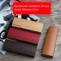 compression imitation wood grain glasses case for women men sunglasses case handmade square folding eyeglass box