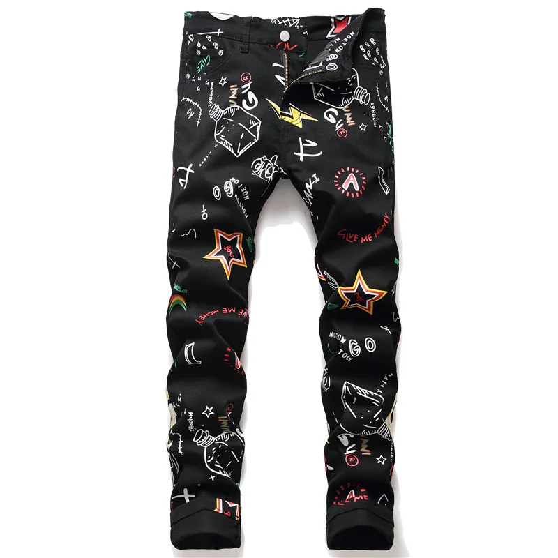 

2022 New Arrivals 3D Graffiti Print Stylish Men Stretch Pencil Pants Casual Women Slim Long Trousers For Teens Pantalon Homme