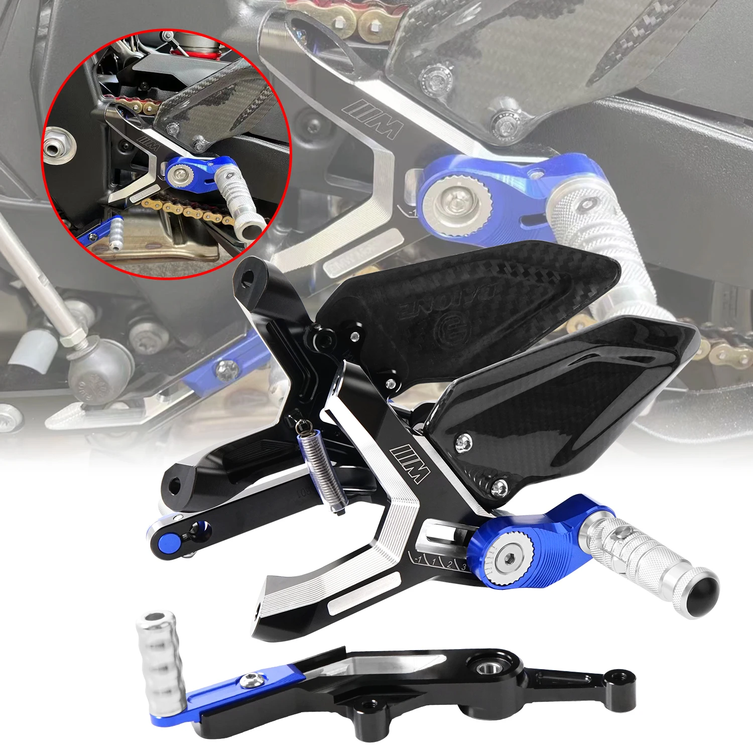 

For BMW S1000RR S1000R S 1000 R RR Motorcycle Foot Rests Heightened Pedal Kit Adjustable Carbon Fiber With Gear Shifte Lever