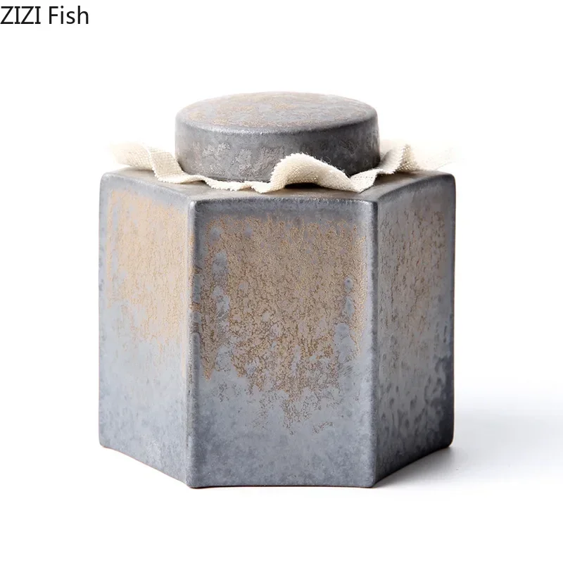 Шестигранная ретро керамическая канистра для чая герметичные банки хранения