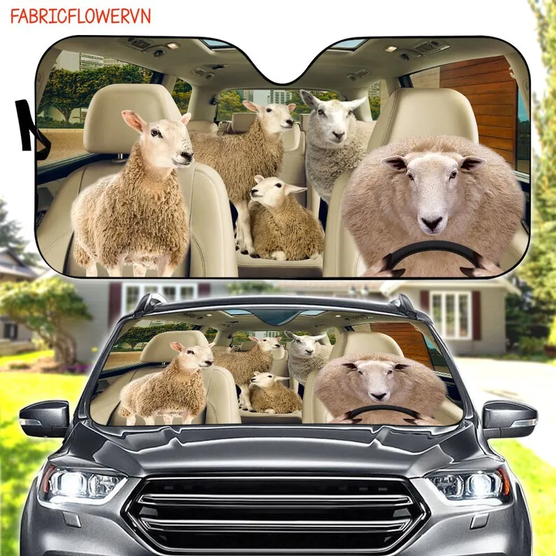 

Sheep Car Sunshade, Sheep Car Decoration, Sheep Windshield, Sheep Lovers Gift, Animal Car Sunshade, Gift For Mom, Gift For Dad