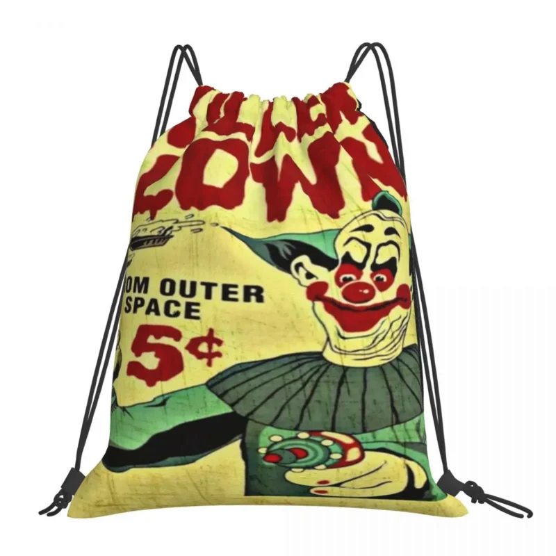 

Authentic Killer Klowns Pie In The Face Backpacks Fashion Portable Drawstring Bags Drawstring Bundle Pocket Shoes Bag Book Bags