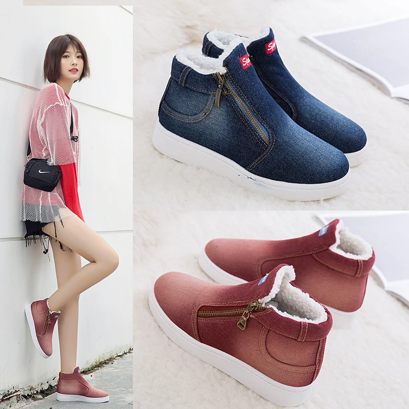 

2023 Winter Platform Boots Women Boots Canvas Super Warm Winter Casual Shoes Women Cowboy Ankle Boots Snow zapatos de mujer