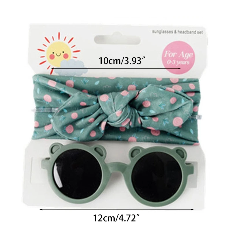 

Baby Printed Bowknot Headband Sunglasses 2pcs/set UV Protection Supplies for Kids Toddler Infant Girls Boys Outdoor N1HB