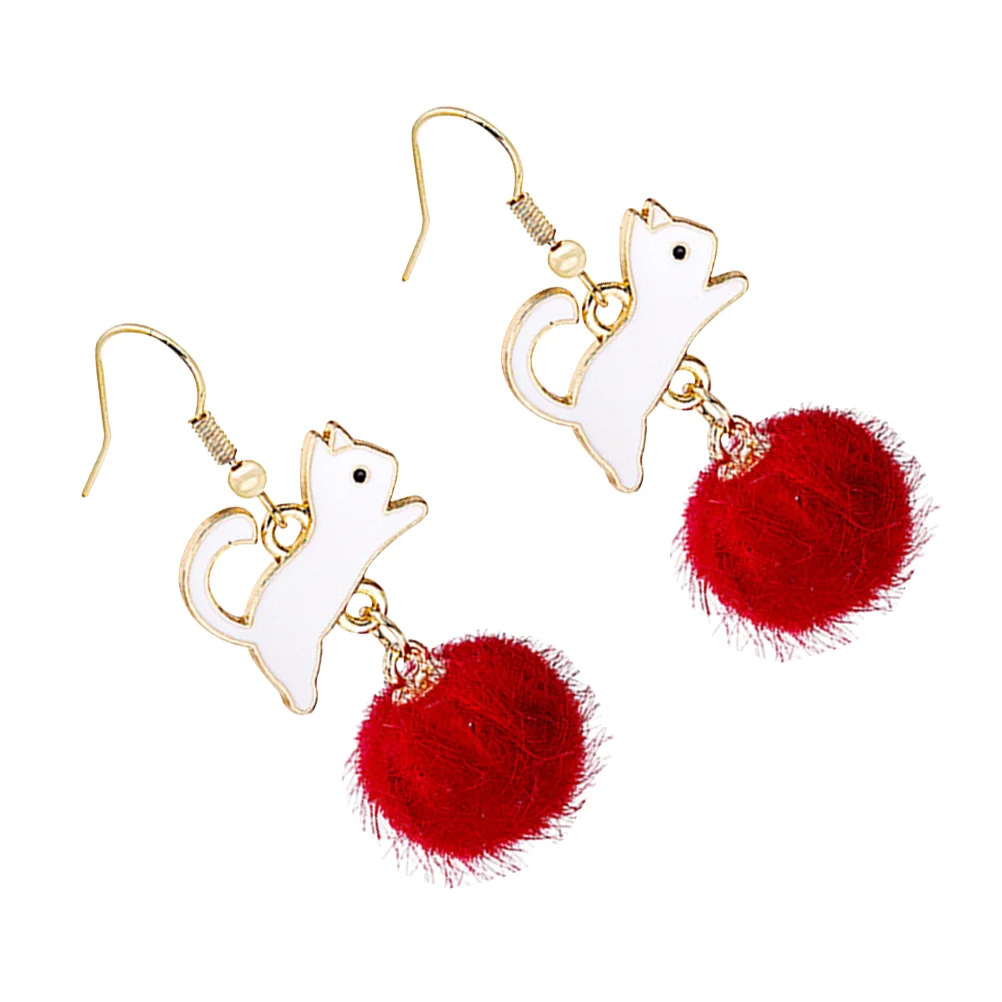 

1Pair Earrings Creative Jubilant Exquisite Ear Decorations Cat Drop Earrings Dangle Earrings Fur Earrings